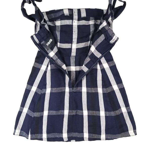 Reformation Linen Mini Dress Plaid Tie Off The Shoulder Arnaut Summer Dress - Picture 12 of 14